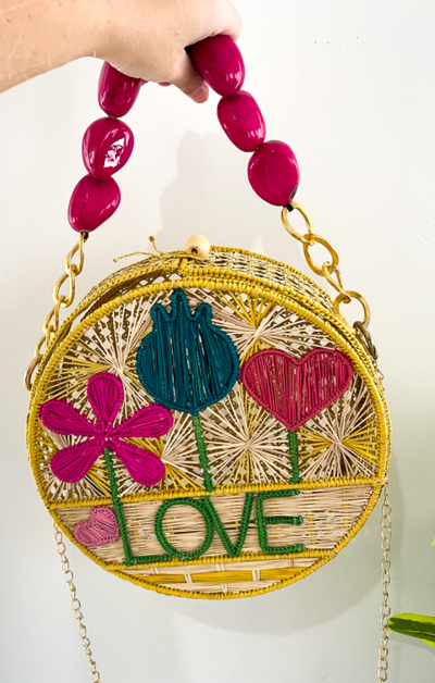 Iraca Palm Bag - "Love" Crossbody