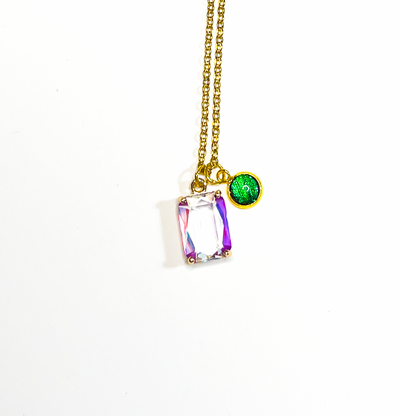Beetle Pendant Necklace with Purple Charm