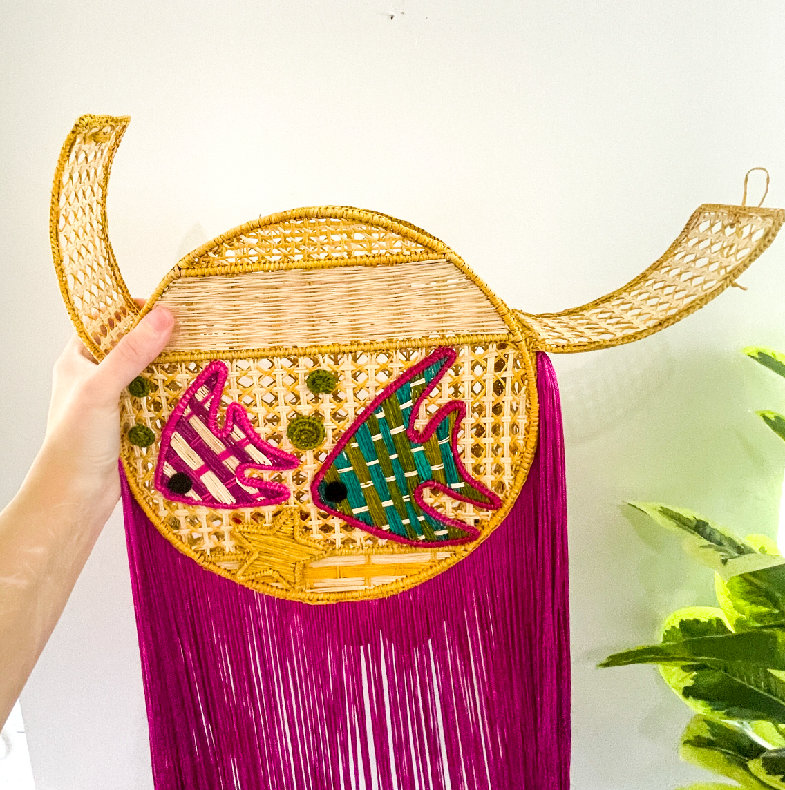 Iraca Palm Bag - Fish Crossbody with Extra Long Fringe