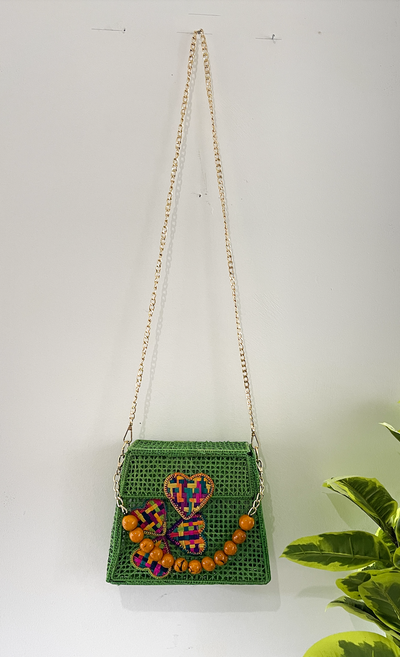 Iraca Palm Bag - Green Trapezoid