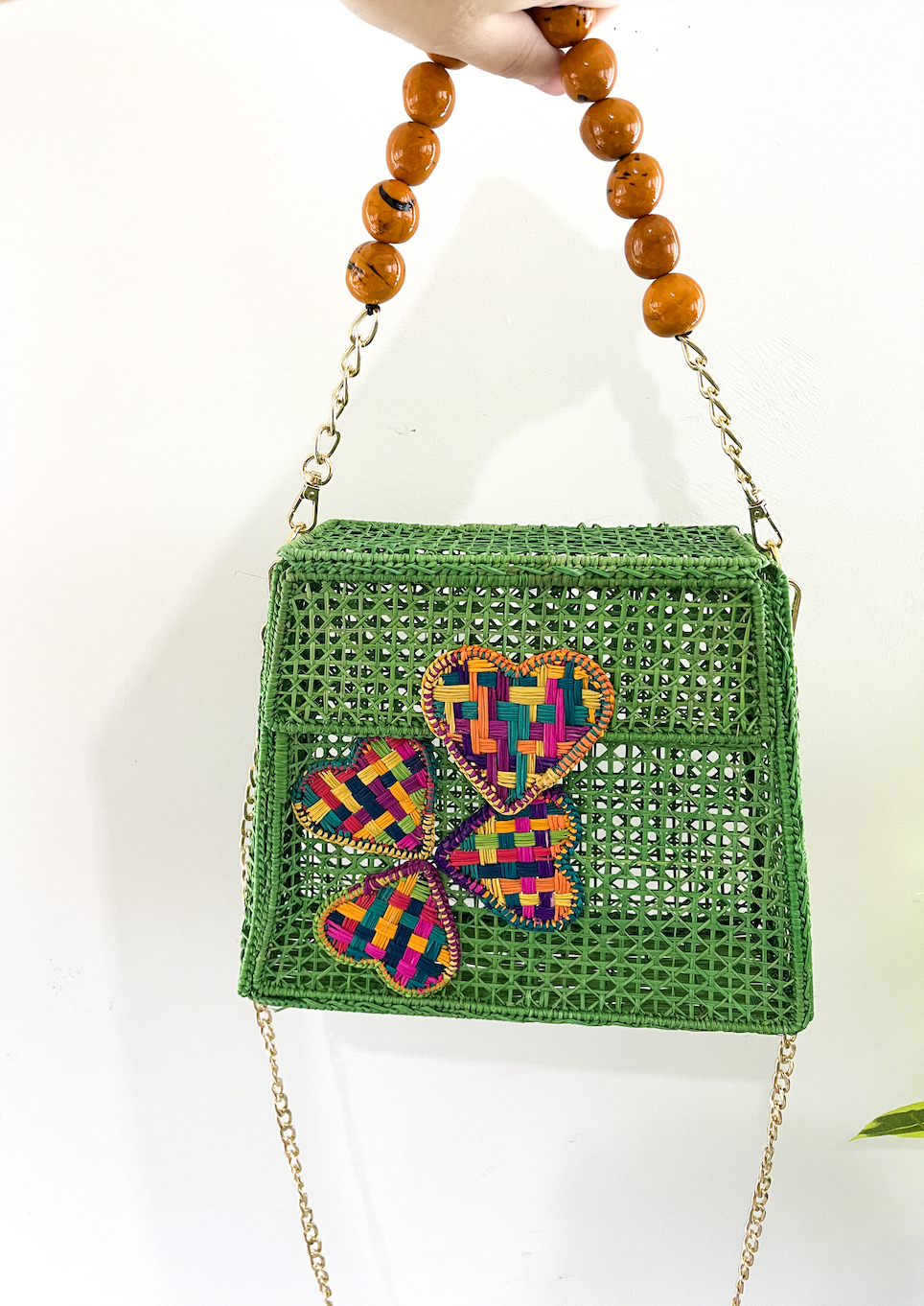 Iraca Palm Bag - Green Trapezoid