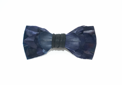 Feather Bow Tie 23 - Dyed Navy Goose