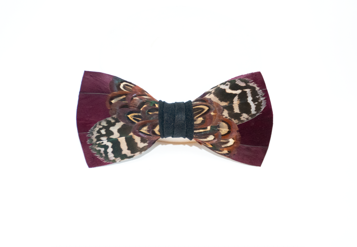 Feather Bow Tie 25 - Peacock, Pheasant, and Dyed Goose