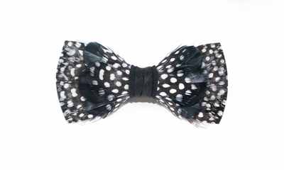 Feather Bow Tie 27 - Black Goose & Guinea Feathers