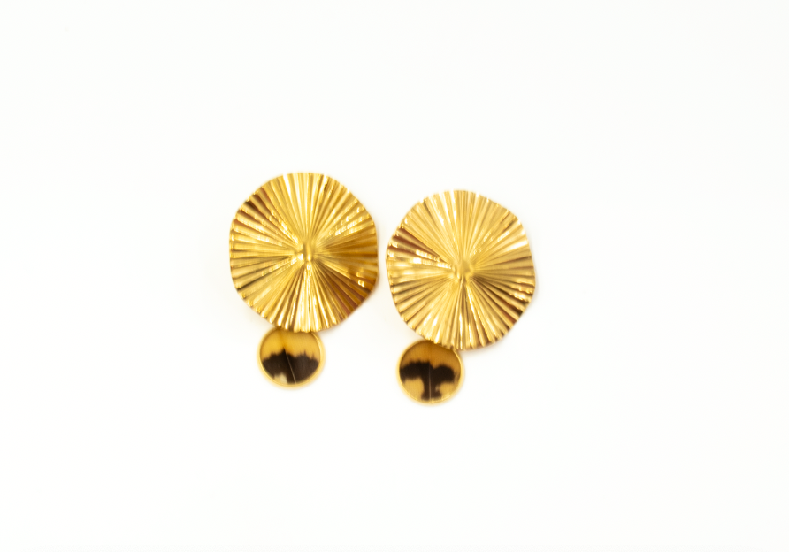 Feather Pendant Earrings - Large Gold Flower - Choose Style