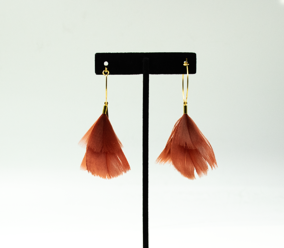 Feather Wisp Earrings - Rust