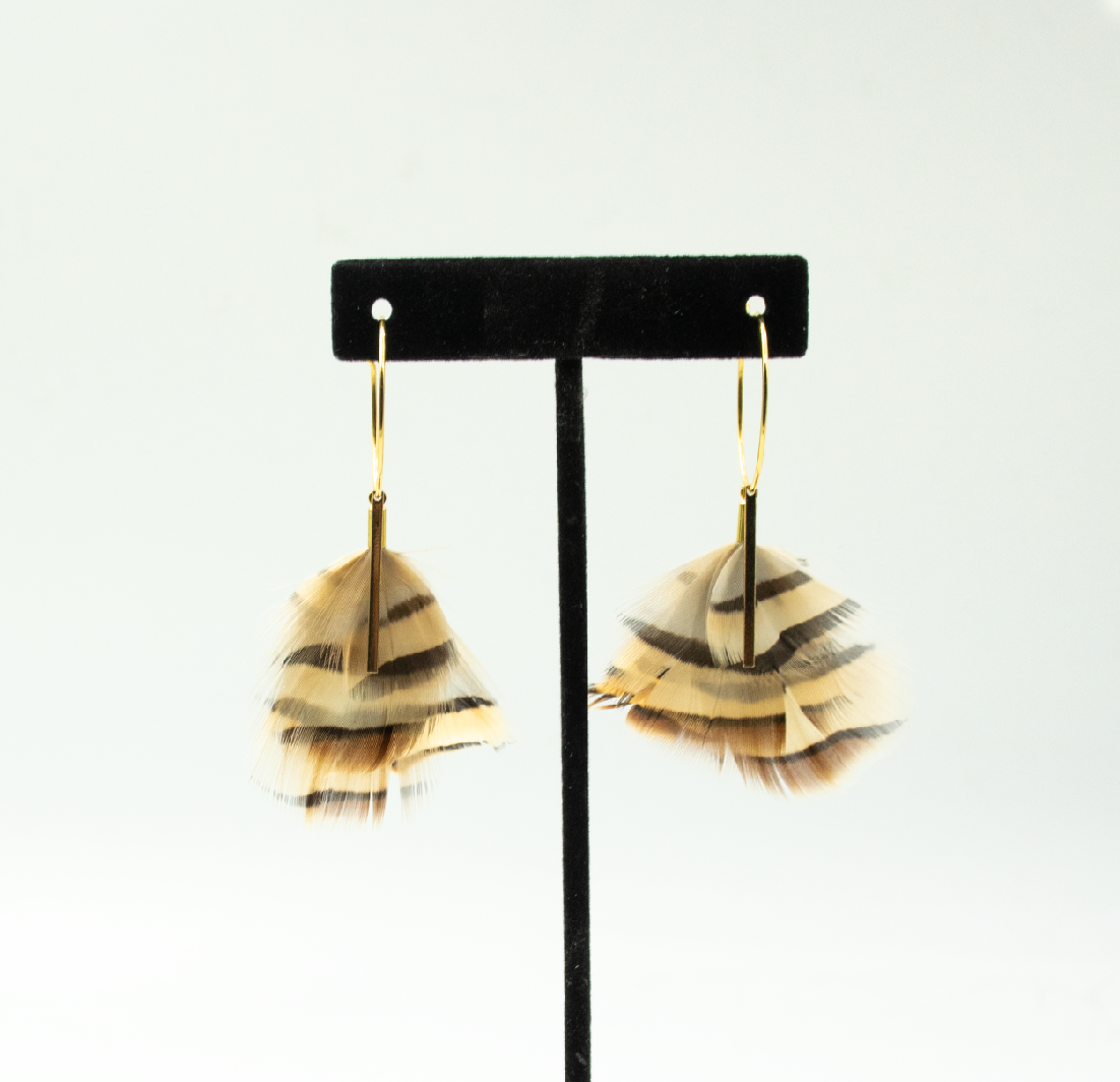 Feather Wisp Earrings - Partridge