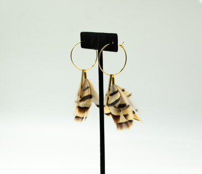 Feather Wisp Earrings - Partridge