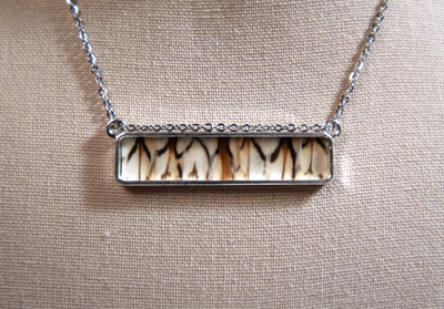 Feather Bar Necklace - Bobwhite Quail