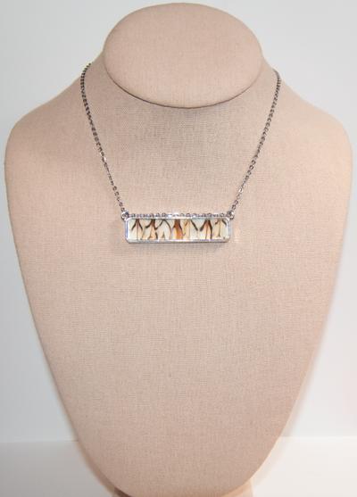 Feather Bar Necklace - Bobwhite Quail