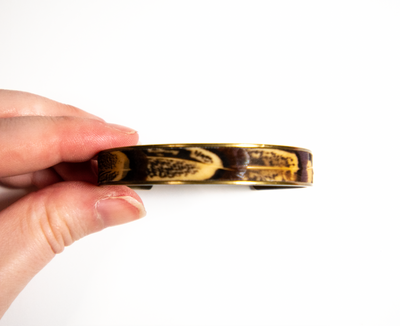 Feather Cuff Bracelet - Narrow Brown Pheasant - Bronze