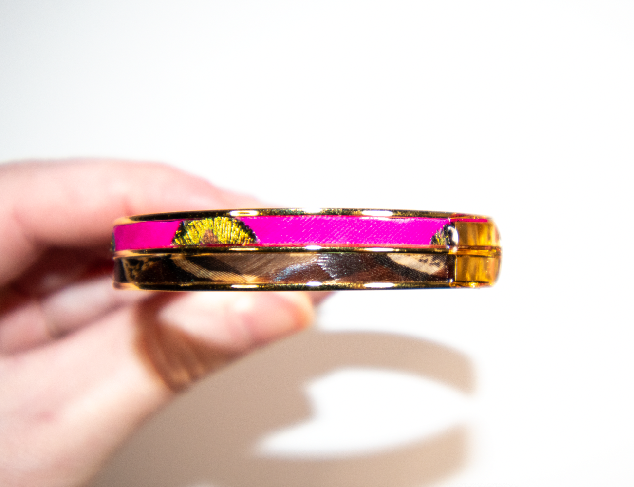 Feather Cuff Bracelet - Double Strand Hot Pink Dyed Goose with Peacock and Brown Pheasant