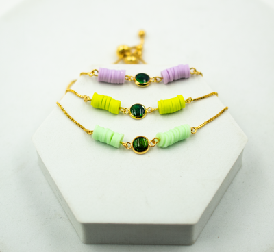 Beetle Pendant Bracelet - Colored Beads