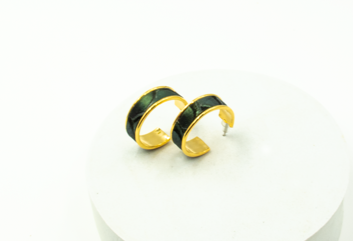 Feather Classic Hoop Earrings - Green Lady Amherst