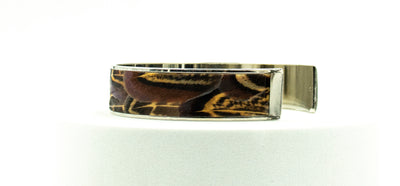 Feather Cuff Bracelet - Silver - Wide Brown Pheasant