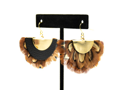 Feather Half-Circle Earrings - Fluffy Pheasants